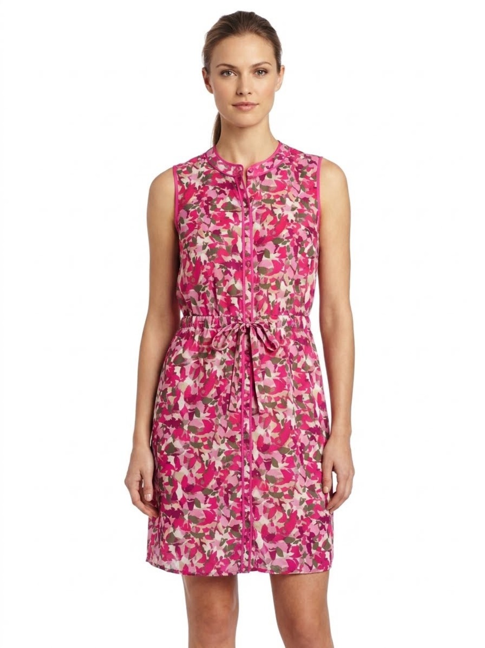Liz Claiborne Floral Blouson Shirt Dress L | Preppy Boho Vacation Summer Midi